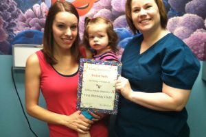 Pictured are Irelyn, her mom, Ashley, and Dr. Jessica Jeffery-Mohr